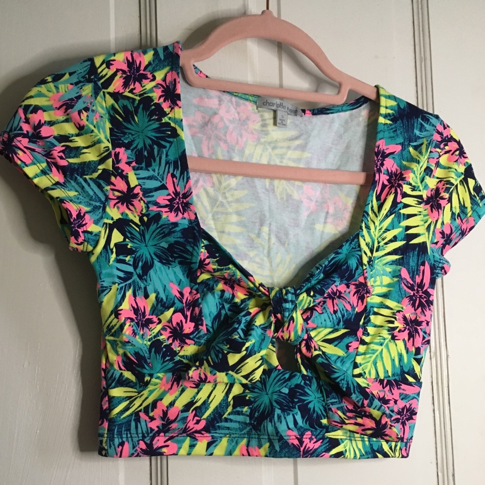 Charlotte Russe Crop Top, Bright Floral Print
